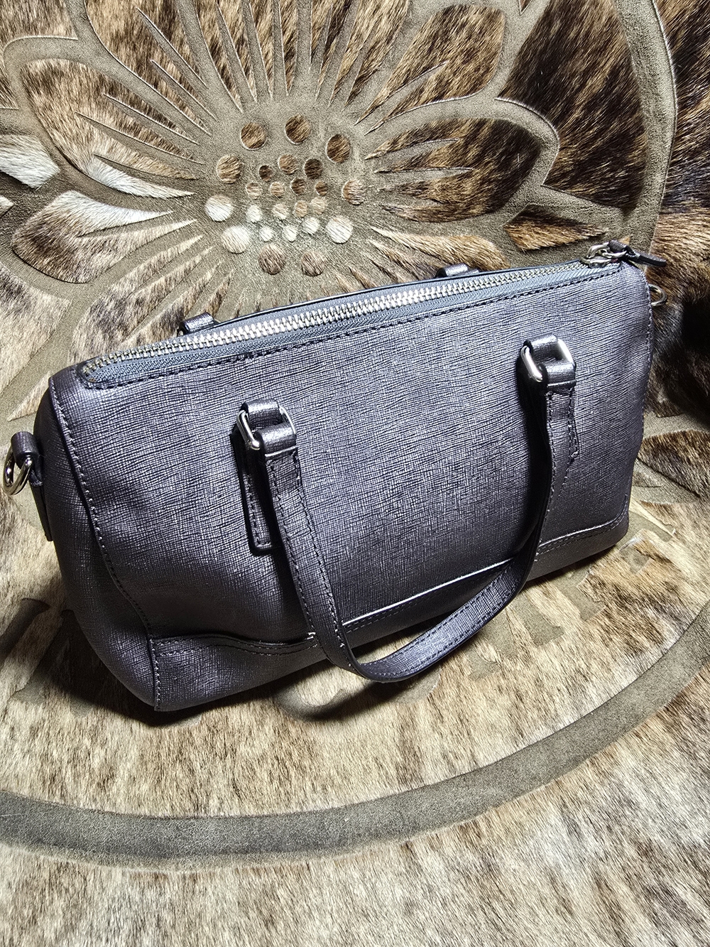 Used COACH SAFFIANO LEATHER MINI SATCHEL SILVER GUNMETAL - Picture 5 of 12